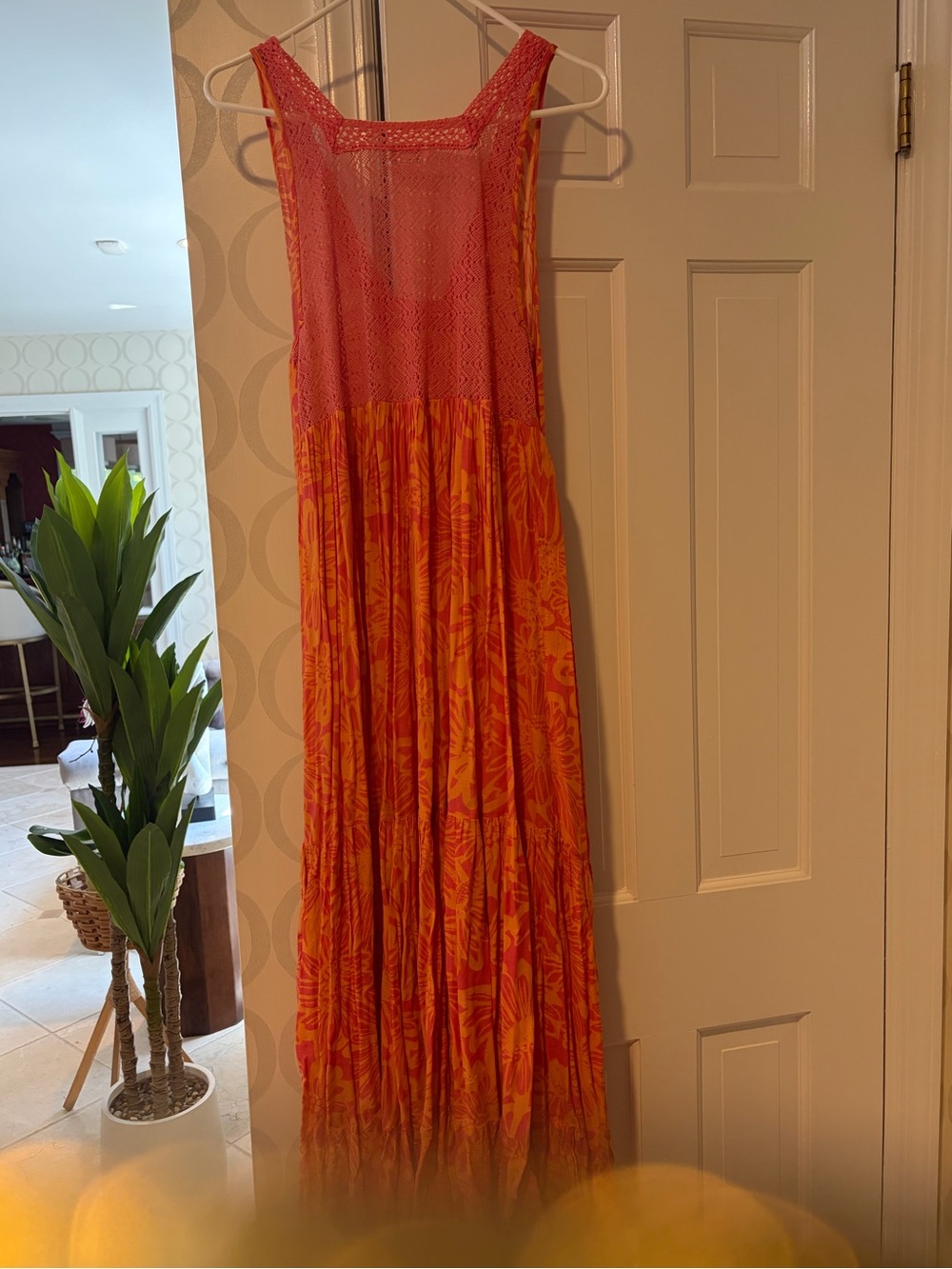 Free People Coral Crochet Tank Top